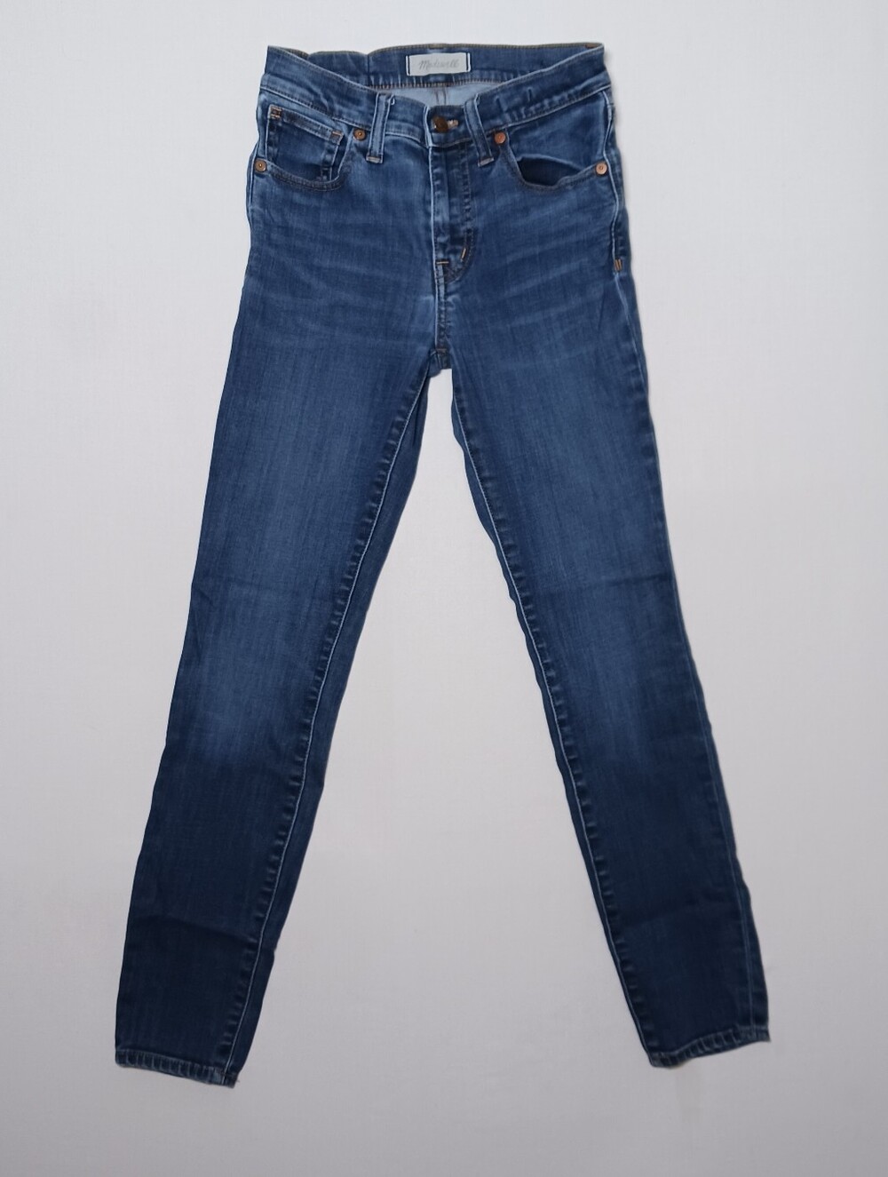 Madewell Womens 9" High Riser Skinny Skinny Jeans 24X28 Dark Blue Stretch Denim